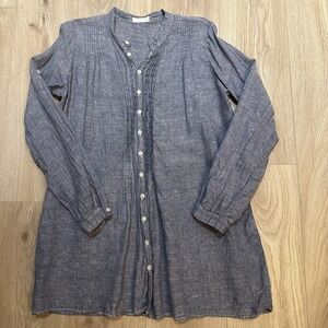 CP Shades Dress Womens Small Blue Linen Long Sleeve‎ Tunic Shirt Made USA EUC